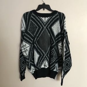 Vintage Leather Detail Pull Over Sweater